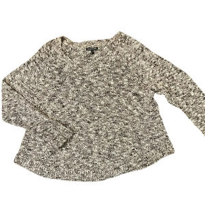 EILEEN FISHER LINEN BLEND CREW NECK MARBLED SWEATER BROWN WHITE SIZE SMALL